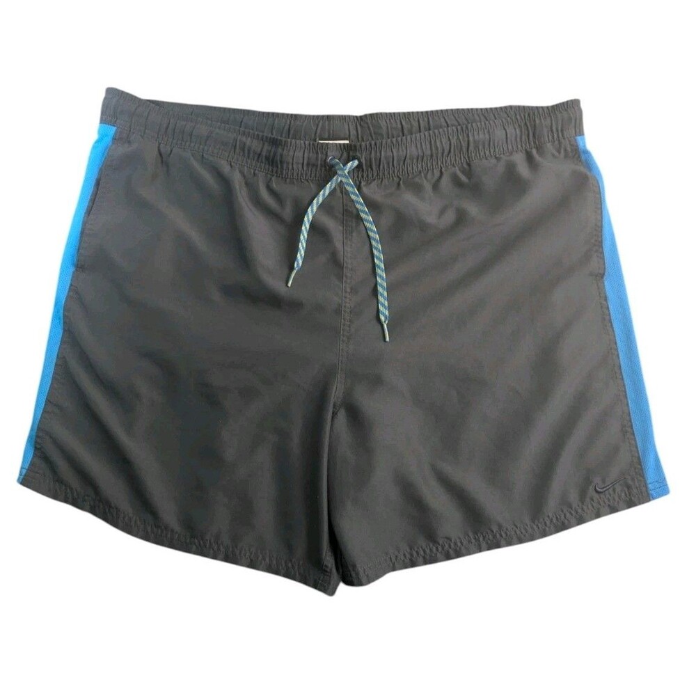Nike Colorblock Swim Trunks Board Shorts Mens XL Gray Blue Mesh Brief-Lined